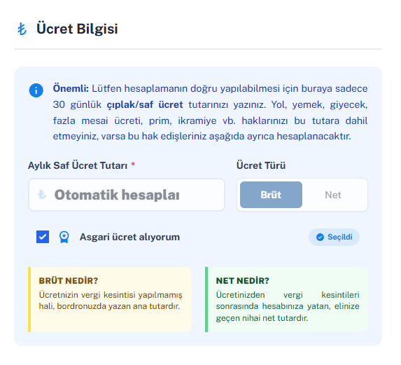 Araçta ücret bilgisi: aylık çıplak ücret ve brüt/net seçimi; günlük giydirilmiş ücret buradan hesaplanır