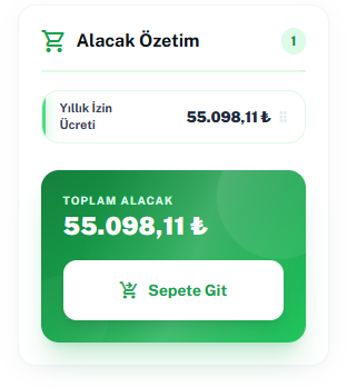 Araçta alacak özeti: yıllık izin ücreti kalemi ve toplam alacak